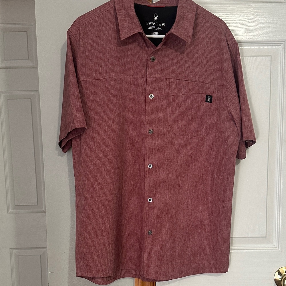 Spyder Men's Burgundy Casual Button Down Shirt
